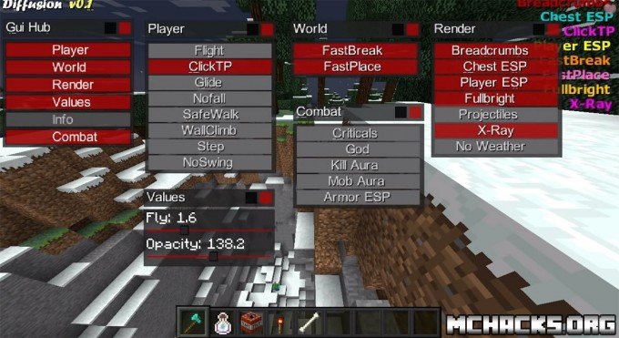 Diffusion Hacked Client for Minecraft