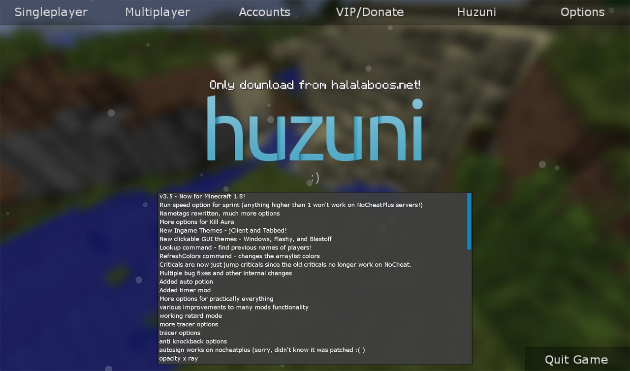 ЧИТ HUZUNI На MineCraft 1.7.2 - 1.8