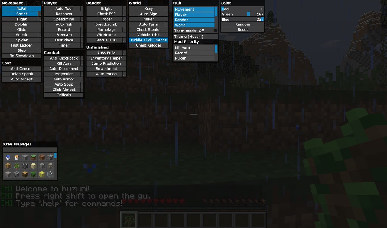 Huzuni Hacked Client | Download for Minecraft 1.8.X - 