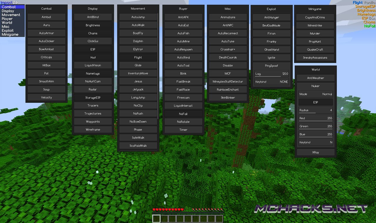 Download Impact Hacked Client for Minecraft - ALL Versions