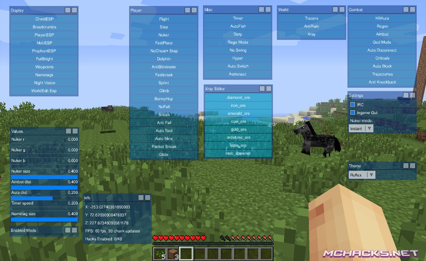 Reflex Hacked Client w/OptiFine Download for Minecraft 1.7.2