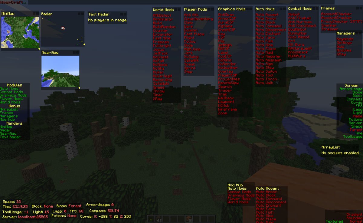 WeepCraft Hacked Client for Minecraft 1.7.2-1.7.10/1.6.4