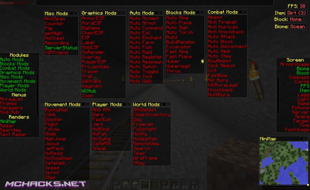 Download WeepCraft hacked Client for Minecraft 1.8-1.8.1