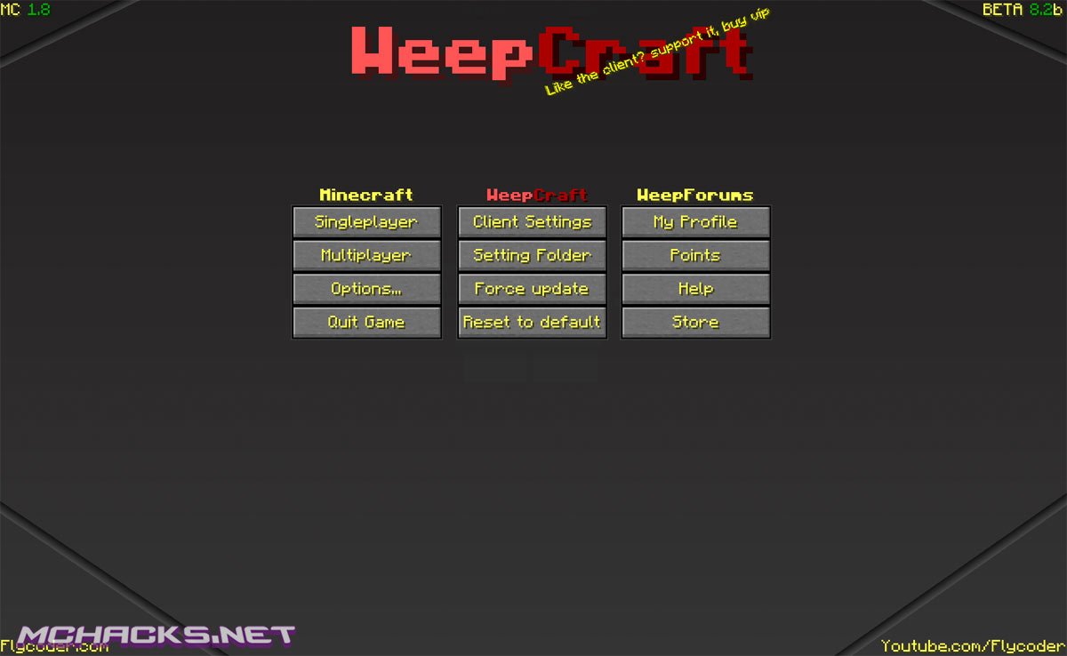 Download WeepCraft hacked Client for Minecraft 1.8-1.8.1