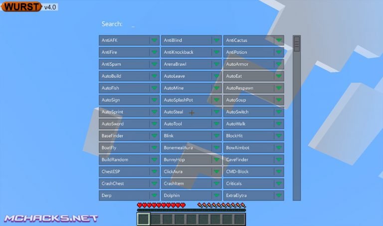 minecraft 1.8.9 wurst hacked client