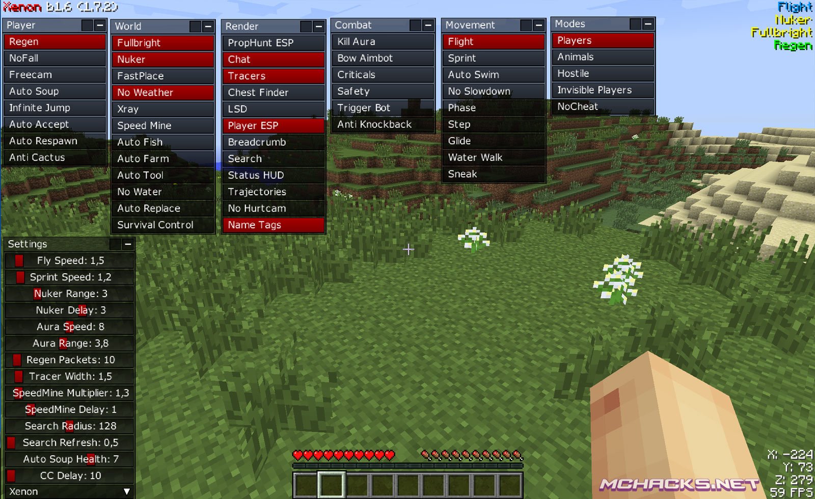 Xenon Hacked Client  Download for Minecraft 1.7 - 1.8.X